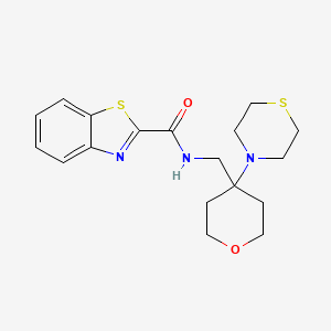 N-[(4-Thiomorpholin-4-yloxan-4-yl)methyl]-1,3-benzothiazole-2-carboxamide
