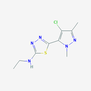 molecular formula C9H12ClN5S B279906 N-[5-(4-chloro-1,3-dimethyl-1H-pyrazol-5-yl)-1,3,4-thiadiazol-2-yl]-N-ethylamine 