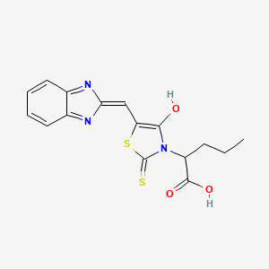 B2799065 (Z)-2-(5-((1H-benzo[d]imidazol-2-yl)methylene)-4-oxo-2-thioxothiazolidin-3-yl)pentanoic acid CAS No. 881561-48-4