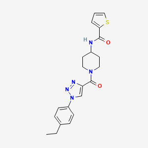 molecular formula C21H23N5O2S B2799089 N-(1-(1-(4-ethylphenyl)-1H-1,2,3-triazole-4-carbonyl)piperidin-4-yl)thiophene-2-carboxamide CAS No. 1251682-96-8