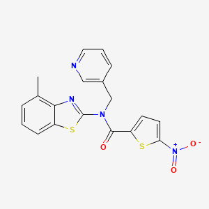 molecular formula C19H14N4O3S2 B2799101 N-(4-methylbenzo[d]thiazol-2-yl)-5-nitro-N-(pyridin-3-ylmethyl)thiophene-2-carboxamide CAS No. 894998-80-2