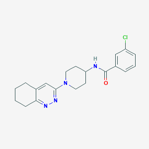 molecular formula C20H23ClN4O B2799102 3-chloro-N-[1-(5,6,7,8-tetrahydrocinnolin-3-yl)piperidin-4-yl]benzamide CAS No. 2034350-81-5