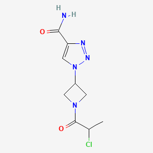 molecular formula C9H12ClN5O2 B2799116 1-[1-(2-chloropropanoyl)azetidin-3-yl]-1H-1,2,3-triazole-4-carboxamide CAS No. 2411287-55-1