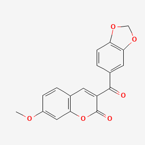 molecular formula C18H12O6 B2799118 3-(benzo[d][1,3]dioxole-5-carbonyl)-7-methoxy-2H-chromen-2-one CAS No. 2319898-13-8