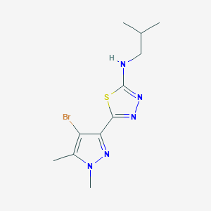 molecular formula C11H16BrN5S B279912 N-[5-(4-bromo-1,5-dimethyl-1H-pyrazol-3-yl)-1,3,4-thiadiazol-2-yl]-N-isobutylamine 