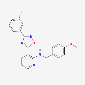 molecular formula C21H17FN4O2 B2799125 3-[3-(3-fluorophenyl)-1,2,4-oxadiazol-5-yl]-N-[(4-methoxyphenyl)methyl]pyridin-2-amine CAS No. 2379998-26-0
