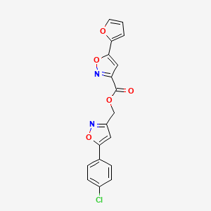 molecular formula C18H11ClN2O5 B2799171 [5-(4-chlorophenyl)-1,2-oxazol-3-yl]methyl 5-(furan-2-yl)-1,2-oxazole-3-carboxylate CAS No. 1209059-47-1