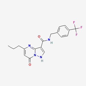 molecular formula C18H17F3N4O2 B2799182 7-oxo-5-propyl-N-(4-(trifluoromethyl)benzyl)-4,7-dihydropyrazolo[1,5-a]pyrimidine-3-carboxamide CAS No. 1251699-58-7