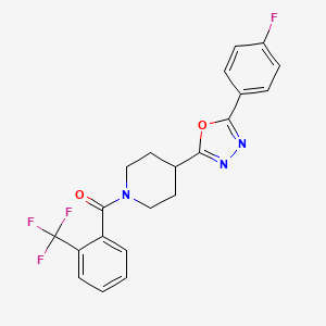 molecular formula C21H17F4N3O2 B2799184 (4-(5-(4-氟苯基)-1,3,4-噁二唑-2-基)哌啶-1-基)(2-(三氟甲基)苯基)甲酮 CAS No. 1170004-67-7