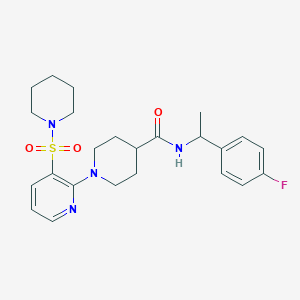 molecular formula C24H31FN4O3S B2799185 N-(1-(4-fluorophenyl)ethyl)-1-(3-(piperidin-1-ylsulfonyl)pyridin-2-yl)piperidine-4-carboxamide CAS No. 1189446-33-0
