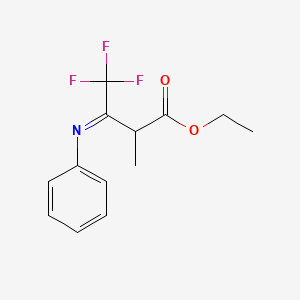 molecular formula C13H14F3NO2 B2799188 Ethyl 4,4,4-trifluoro-2-methyl-3-(phenylimino)butanoate CAS No. 1461726-84-0