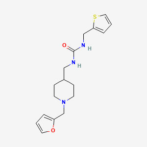 molecular formula C17H23N3O2S B2799190 1-((1-(呋喃-2-基甲基)哌啶-4-基甲基)-3-(噻吩-2-基甲基)脲 CAS No. 1207054-92-9