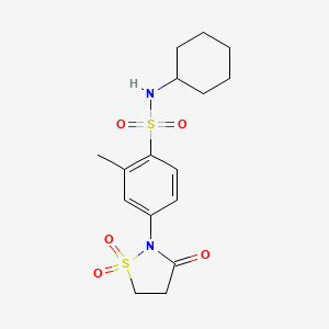molecular formula C16H22N2O5S2 B2799238 N-cyclohexyl-2-methyl-4-(1,1,3-trioxo-1lambda6,2-thiazolidin-2-yl)benzene-1-sulfonamide CAS No. 1015601-69-0