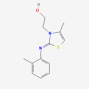 molecular formula C13H16N2OS B2799253 2-[(2Z)-4-methyl-2-[(2-methylphenyl)imino]-2,3-dihydro-1,3-thiazol-3-yl]ethan-1-ol CAS No. 915186-35-5