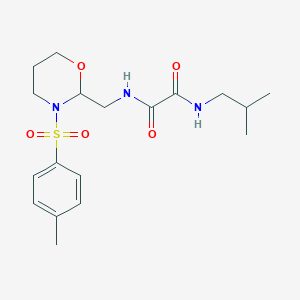 molecular formula C18H27N3O5S B2799263 N1-isobutyl-N2-((3-tosyl-1,3-oxazinan-2-yl)methyl)oxalamide CAS No. 869071-46-5