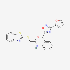 2-(benzo[d]thiazol-2-ylthio)-N-(2-((3-(furan-2-yl)-1,2,4-oxadiazol-5-yl)methyl)phenyl)acetamide
