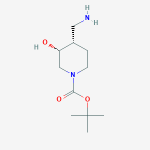 molecular formula C11H22N2O3 B2799286 cis-1-Boc-4-aminomethyl-3-hydroxypiperidine CAS No. 1290191-69-3; 219985-15-6