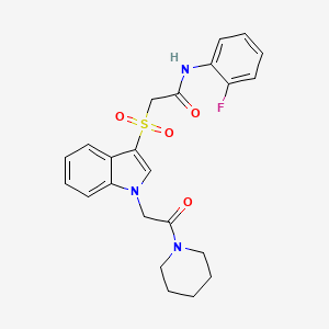 N-(2-fluorophenyl)-2-((1-(2-oxo-2-(piperidin-1-yl)ethyl)-1H-indol-3-yl)sulfonyl)acetamide