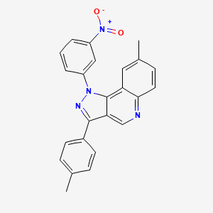 molecular formula C24H18N4O2 B2799298 8-methyl-3-(4-methylphenyl)-1-(3-nitrophenyl)-1H-pyrazolo[4,3-c]quinoline CAS No. 901245-75-8