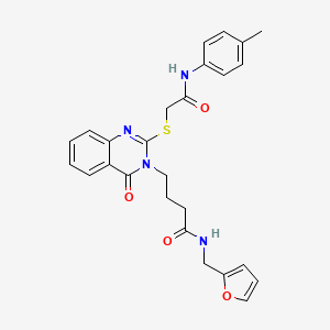 molecular formula C26H26N4O4S B2799307 N-[(furan-2-yl)methyl]-4-[2-({[(4-methylphenyl)carbamoyl]methyl}sulfanyl)-4-oxo-3,4-dihydroquinazolin-3-yl]butanamide CAS No. 451465-31-9