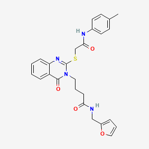 molecular formula C26H26N4O4S B2799307 N-(furan-2-ylmethyl)-4-[2-[2-(4-methylanilino)-2-oxoethyl]sulfanyl-4-oxoquinazolin-3-yl]butanamide CAS No. 451465-31-9