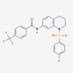 molecular formula C23H18F4N2O3S B2799308 N-[1-(4-fluorobenzenesulfonyl)-1,2,3,4-tetrahydroquinolin-7-yl]-4-(trifluoromethyl)benzamide CAS No. 1005302-44-2