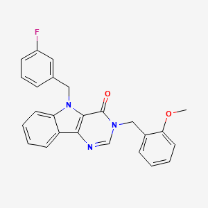 molecular formula C25H20FN3O2 B2799312 5-(3-fluorobenzyl)-3-(2-methoxybenzyl)-3H-pyrimido[5,4-b]indol-4(5H)-one CAS No. 1215701-76-0