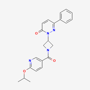 molecular formula C22H22N4O3 B2799314 6-Phenyl-2-[1-(6-propan-2-yloxypyridine-3-carbonyl)azetidin-3-yl]pyridazin-3-one CAS No. 2380183-80-0