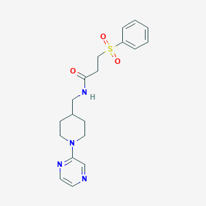 molecular formula C19H24N4O3S B2799322 3-(benzenesulfonyl)-N-{[1-(pyrazin-2-yl)piperidin-4-yl]methyl}propanamide CAS No. 1396877-40-9