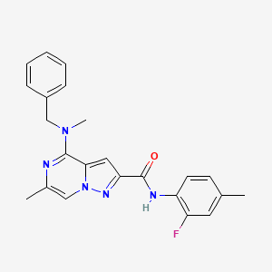 molecular formula C23H22FN5O B2799324 4-[benzyl(methyl)amino]-N-(2-fluoro-4-methylphenyl)-6-methylpyrazolo[1,5-a]pyrazine-2-carboxamide CAS No. 1775458-05-3