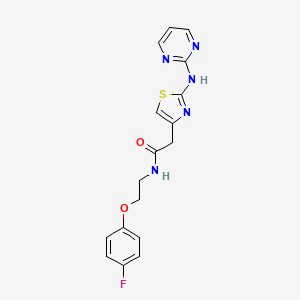 molecular formula C17H16FN5O2S B2799373 N-(2-(4-fluorophenoxy)ethyl)-2-(2-(pyrimidin-2-ylamino)thiazol-4-yl)acetamide CAS No. 1226433-66-4