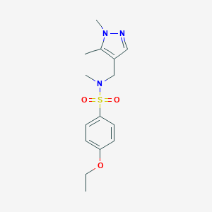 molecular formula C15H21N3O3S B279938 N-[(15-DIMETHYL-1H-PYRAZOL-4-YL)METHYL]-4-ETHOXY-N-METHYLBENZENE-1-SULFONAMIDE 