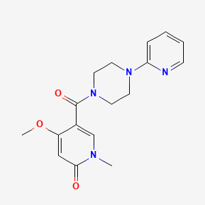 molecular formula C17H20N4O3 B2799386 4-methoxy-1-methyl-5-(4-(pyridin-2-yl)piperazine-1-carbonyl)pyridin-2(1H)-one CAS No. 2034255-81-5
