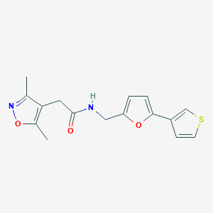 molecular formula C16H16N2O3S B2799393 2-(3,5-dimethylisoxazol-4-yl)-N-((5-(thiophen-3-yl)furan-2-yl)methyl)acetamide CAS No. 2034439-36-4