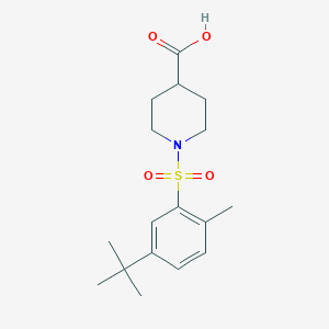 molecular formula C17H25NO4S B2799397 1-(5-叔丁基-2-甲基苯甲磺酰)哌啶-4-甲酸 CAS No. 852400-47-6