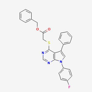 molecular formula C27H20FN3O2S B2799409 Benzyl 2-[7-(4-fluorophenyl)-5-phenylpyrrolo[2,3-d]pyrimidin-4-yl]sulfanylacetate CAS No. 532965-07-4