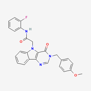 molecular formula C26H21FN4O3 B2799410 N-(2-fluorophenyl)-2-{3-[(4-methoxyphenyl)methyl]-4-oxo-3H,4H,5H-pyrimido[5,4-b]indol-5-yl}acetamide CAS No. 1189942-08-2