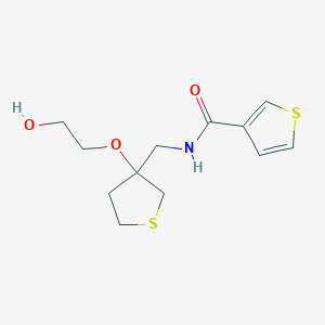 molecular formula C12H17NO3S2 B2799422 N-{[3-(2-hydroxyethoxy)thiolan-3-yl]methyl}thiophene-3-carboxamide CAS No. 2320209-47-8
