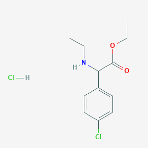 molecular formula C12H17Cl2NO2 B2799428 Ethyl 2-(4-chlorophenyl)-2-(ethylamino)acetate hydrochloride CAS No. 1046535-04-9