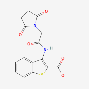 molecular formula C16H14N2O5S B2799441 Methyl 3-(2-(2,5-dioxopyrrolidin-1-yl)acetamido)benzo[b]thiophene-2-carboxylate CAS No. 477490-58-7