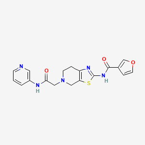 molecular formula C18H17N5O3S B2799456 N-(5-(2-oxo-2-(pyridin-3-ylamino)ethyl)-4,5,6,7-tetrahydrothiazolo[5,4-c]pyridin-2-yl)furan-3-carboxamide CAS No. 1428375-36-3