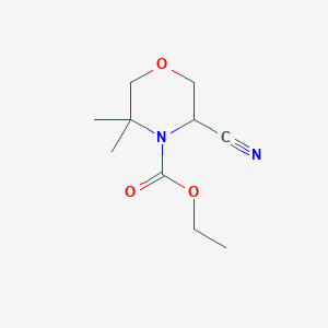 molecular formula C10H16N2O3 B2799462 Ethyl 5-cyano-3,3-dimethylmorpholine-4-carboxylate CAS No. 1803610-14-1