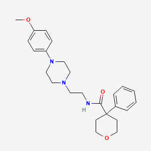 molecular formula C25H33N3O3 B2799492 N-{2-[4-(4-methoxyphenyl)piperazin-1-yl]ethyl}-4-phenyloxane-4-carboxamide CAS No. 1049345-52-9