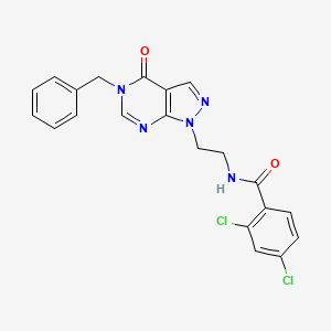 molecular formula C21H17Cl2N5O2 B2799515 N-(2-{5-benzyl-4-oxo-1H,4H,5H-pyrazolo[3,4-d]pyrimidin-1-yl}ethyl)-2,4-dichlorobenzamide CAS No. 922055-79-6