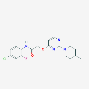molecular formula C19H22ClFN4O2 B2799525 N-(4-chloro-2-fluorophenyl)-2-{[6-methyl-2-(4-methylpiperidin-1-yl)pyrimidin-4-yl]oxy}acetamide CAS No. 1226454-91-6