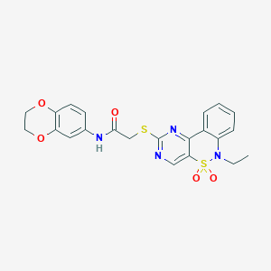 B2799534 N-(2,3-dihydrobenzo[b][1,4]dioxin-6-yl)-2-((6-ethyl-5,5-dioxido-6H-benzo[c]pyrimido[4,5-e][1,2]thiazin-2-yl)thio)acetamide CAS No. 1111281-25-4