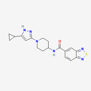molecular formula C18H20N6OS B2799541 N-[1-(5-cyclopropyl-1H-pyrazol-3-yl)piperidin-4-yl]-2,1,3-benzothiadiazole-5-carboxamide CAS No. 2034205-66-6