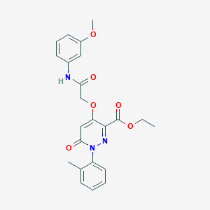 molecular formula C23H23N3O6 B2799563 Ethyl 4-(2-((3-methoxyphenyl)amino)-2-oxoethoxy)-6-oxo-1-(o-tolyl)-1,6-dihydropyridazine-3-carboxylate CAS No. 899992-58-6