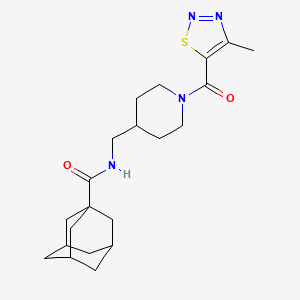 molecular formula C21H30N4O2S B2799569 N-{[1-(4-methyl-1,2,3-thiadiazole-5-carbonyl)piperidin-4-yl]methyl}adamantane-1-carboxamide CAS No. 1235009-33-2