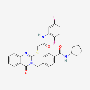 N-cyclopentyl-4-((2-((2-((2,5-difluorophenyl)amino)-2-oxoethyl)thio)-4-oxoquinazolin-3(4H)-yl)methyl)benzamide